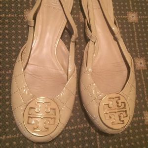 Tory Burch quilted sling back flats. 8.5